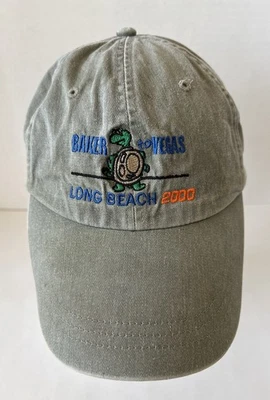 Sombrero Baker To Vegas De Colección 2000 Long Beach Verde Tortuga Cuero Correa Trasera  Foto 1 de 4