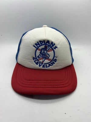 Vintage Cleveland Indians MLB Tribe Logo Athletic  Mesh Hat Cap Lid - Image 1 of 4