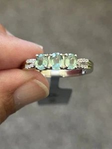 Odisha Kyanite & White Zircon Sterling Silver Ring Size T-U - Picture 1 of 9