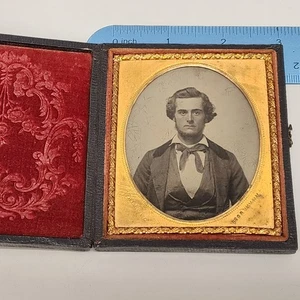 1850S AMBROTYPE NOT DAGUERREOTYPE Hansome Young Man - Wall Co B.Way NY - Bild 1 von 10