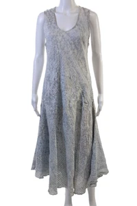 Luna Luz Womens A-Line Tank Midi Dress Gray V-Neck Sleeveless Boho Size M - Picture 1 of 5