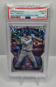 2023 Bowman Chrome Prospect Autographs Matt Mervis Speckle Refractor #/299 PSA 9 - Picture 1 of 3