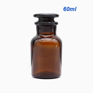 60ml Amber Reagent Bottles Chemistry Container w/ Wide Opening Lab Supply - Picture 1 of 1