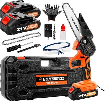 Lightweight Mini Cordless Chainsaw 6 Inch Non Slip Handle 2 x 2.0 Ah Batteries - Image 1 of 4