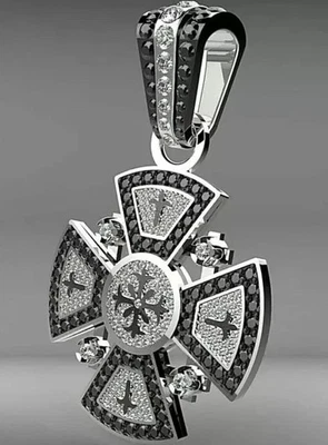 2.50Ct Round Cut Maltese Cross Pendant 14K White Gold Plated Lab Created Diamond - Image 1 of 4