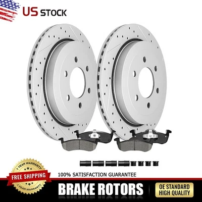 Rear Drilled Brake Rotors & Ceramic Pads for 2007-2017 Ford Expedition Navigator - Image 1 of 4