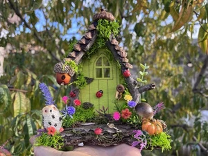 Autumn fairy door, miniature garden, wooden fairy door, fairy furniture - Picture 1 of 6
