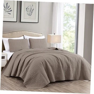  Juego de colcha Austin de 3 piezas de gran tamaño () King Taupe Foto 1 de 4