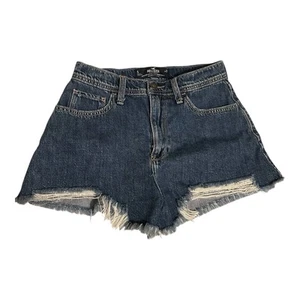 Pantalones Cortos Hollister Ultra Altos Relajados Vintage Denim Oscuro w27 Azul Dobladillo Crudo Festival - Imagen 1 de 13