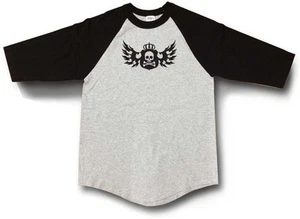 NUEVA CON ETIQUETAS CAMISETA DE ALGODÓN DIVERTIDA HIPSTER GRÁFICA RAGLAN PARA HOMBRE IMPRESA ""ALAS DE CALAVERA - Imagen 1 de 2