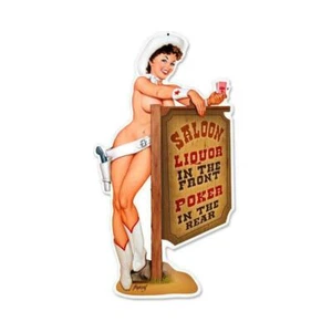 LICOR POKER Vaquera Salón Pin Up Niña Letrero HOMBRE CUEVA GARAJE Carrocería bvl021 - Imagen 1 de 1