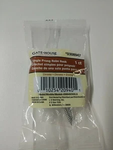 Gatehouse Single Prong Robe Hook 0308947 Chrome Finish - Picture 1 of 5