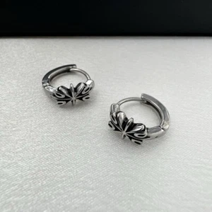 15mm Cross Hoop Earrings for Men Women,Streetwear Punk Hip Hop Unisex Style - Picture 1 of 5