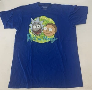 RICK AND MORTY T Shirt Blue Man Size Large Short Sleeve - Picture 1 of 6