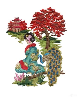 MACHINE EMBROIDERY DESIGNS USB - A GEISHA'S GARDEN COLLECTION 4X4 5X7 6X10 JAPAN