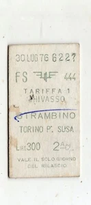 BIGLIETTO TICKET EDMONSON TARIFFA 1 CHIVASSO STRAMBINO 2 CLASSE 30-7-1976 - Picture 1 of 1