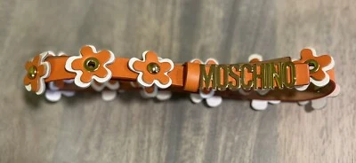 🌼 Moschino Cuero Floral Fino - Cinturón Logo Dorado - Talla 42 Hecho en la UE en Italia 🌸 Foto 1 de 4