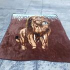 Lion in the Plain - Throw Blanket 89" x 76"  - Animal Print Safari Jungle VTG