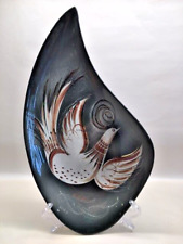 MCM Sascha Brastoff Sgd JEWELED BIRD Asymmetrical Dish California Art Pottery