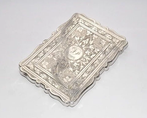 ANTIQUE VICTORIAN STERLING SILVER CARD CASE, HALLMARKED BIRMINGHAM 1879 Cover