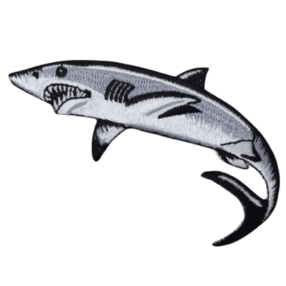Shark Applique Patch - Great White Shark Mako Ocean Badge 3-3/8" (Iron on) - Image 1 of 1