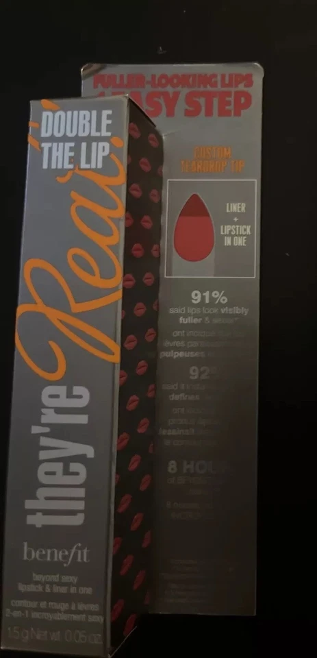 Lápiz labial y delineador Benefit They’re Real en uno ~ Juego de llamas ~ Nuevo en caja ~ 0,05 OZ X2 ~ Completo  Foto 1 de 2