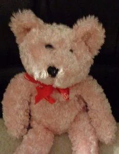 12" RUSSELL STOVER CANDIES PLUSH SNUGGLE TOY PLUSH PINK BEAR  RED RIBBON CUTIE - Picture 1 of 6