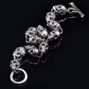Silver Skull retro domineering style Bracelet - Picture 1 of 4