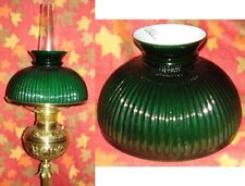 10" RIBBED Green Cased Glass Shade for old antique kerosene oil student lamp