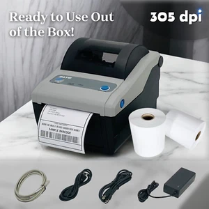 SATO CG412DT Thermal 4x6" Label Printer 300 dpi with Two Roll Starter Package - Picture 1 of 15