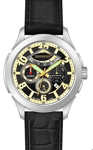 Cavadini Lord Calendar Men's Automatic Watch Japanese Caliber Miyota 9100 Blue