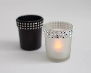 PORTALUCE TÈ NATALE CON VETRO SMERIGLIATO DIAMANTE 2 COLORI DECORAZIONE MATRIMONIO - Foto 1 di 3