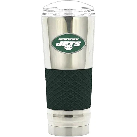 New York Jets Chrome Tumbler 24 oz Vacuum Insulated Beverage Cup Cover