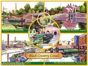 BLACK COUNTRY AREA CANAL SCENES BOATS ARTISTS PRINT GREETINGS CARD 8"x 6" - Picture 1 of 1