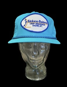 Vintage 80’s Erickson Baldwin Crop Insurance Havre, MT Trucker Hat Cap Strap USA - Picture 1 of 9