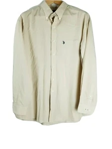 US Polo Assn - Men's 17-17.5 Tan Khaki Button Down Dress Shirt - Picture 1 of 4