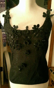 Newport News Black Lace & Sequin Pullover Tank Top Size Large - NWT - Picture 1 of 3