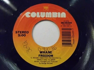 Wham Freedom / Heartbeat 45 1984 Columbia Vinyl Record - Picture 1 of 2