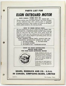 1960 Elgin 60 HP Outboard Motor Model 574.60620 and 574.60630 Parts List - Picture 1 of 1