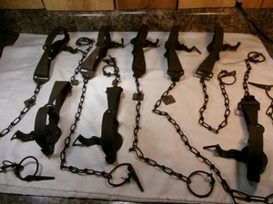 Lot of 8 Vintage Oneida Victor No.1 Single Long Spring Leg Hold Animal Traps - Picture 1 of 5