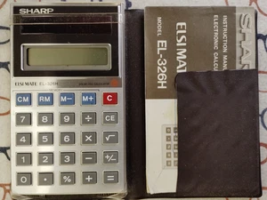 Vintage Sharp Elsi Mate EL-326H elektronischer Taschenrechner im Etui mit Handbuch - Bild 1 von 4