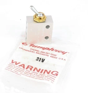 Humphrey 31V Mini Pneumatic Toggle Switch 3-Way Valve, 1/8" NPT, 125PSI - Picture 1 of 5