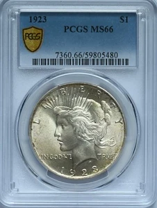 1923 Peace Silver Dollar – PCGS MS66 – Gem Uncirculated – Bright White Luster - Picture 1 of 3