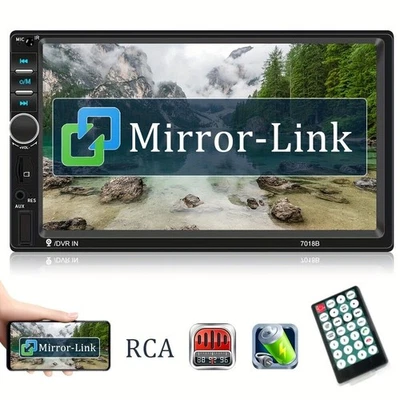 7" 2 Din Car Radio Stereo Wireless Support Mirror-Link Rear View Camera - Image 1 of 4