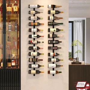 Wall Mounted Wine Rack 24 Bottles Storage Organizer Dual Use Towel Holder - Picture 1 of 10