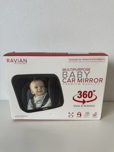 Ravian Multi-purpose Baby Car Mirror 360 View Rotation 24.5cm x 17.5cm - Picture 1 of 8