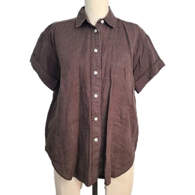 J.Crew Baird Mcnutt Irish Linen Button Up Shirt Brown Minimalist Coastal XXS - Image 1 of 4