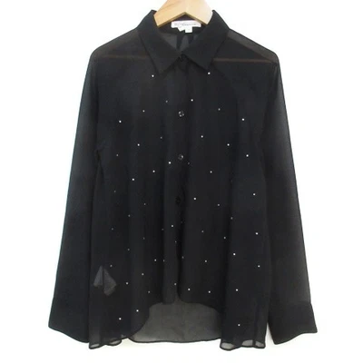 BCBGeneration Camicia nera con strass trasparenti XS blusa a maniche lunghe - Immagine 1 di 4