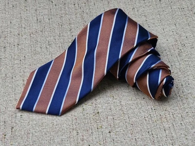 Corbata para hombre Nautica azul/marrón a rayas 100 % seda clásica TIE Foto 1 de 4