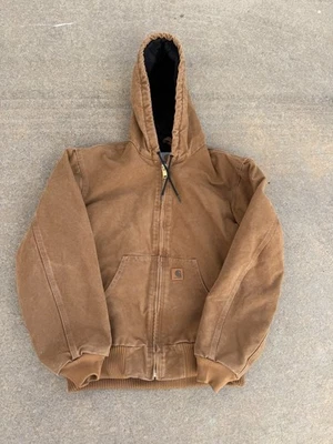 Chaqueta con Capucha Vintage Y2K Carhartt J130 Forrada de Vellón Cremallera Completa Marrón M Foto 1 de 4